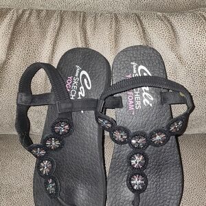 Skechers Black Beaded Sandals